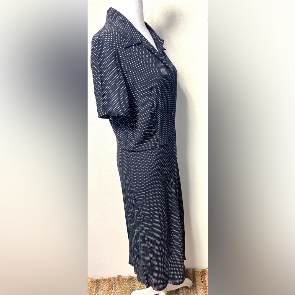 Vintage EDDIE BAUER Navy Polka Dots
Shirt Dress Cottagecore
Size Large